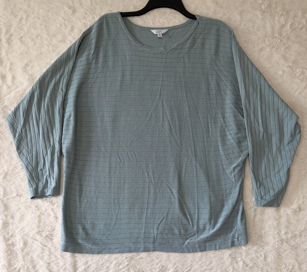 Time and Tru Sage Green Knit Sweater Womens XXL 20 Textured Dolman Sleeve